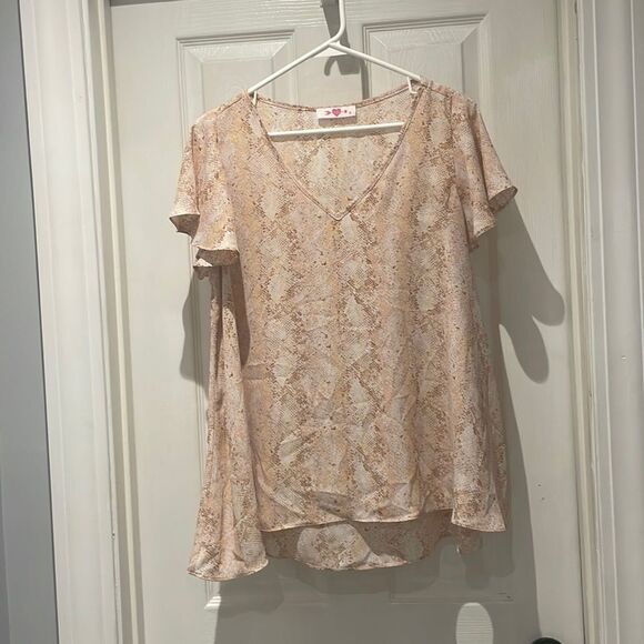 Buddy Love snakeskin vneck blouse SZ small - Picture 1 of 6